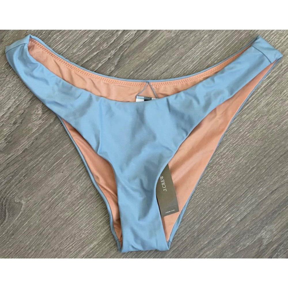 J.Crew NWT Women's Size Small Light Blue Curved Waist Cheeky Bikini Bottom BC125